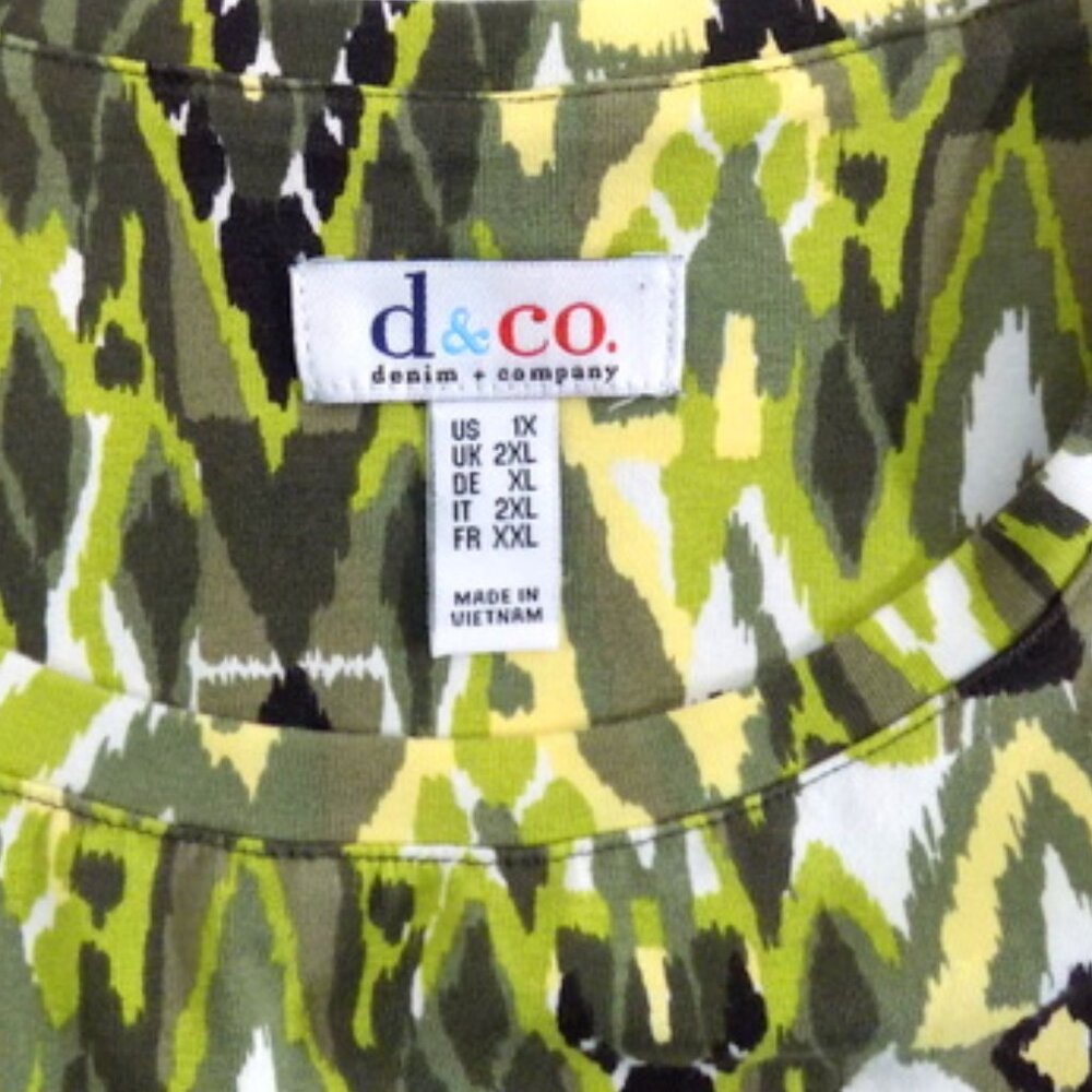D & Co. Woman's Multicolor Abstract Design Short Sleeve Pullover Top – Size: 1X - Picture 8 of 10